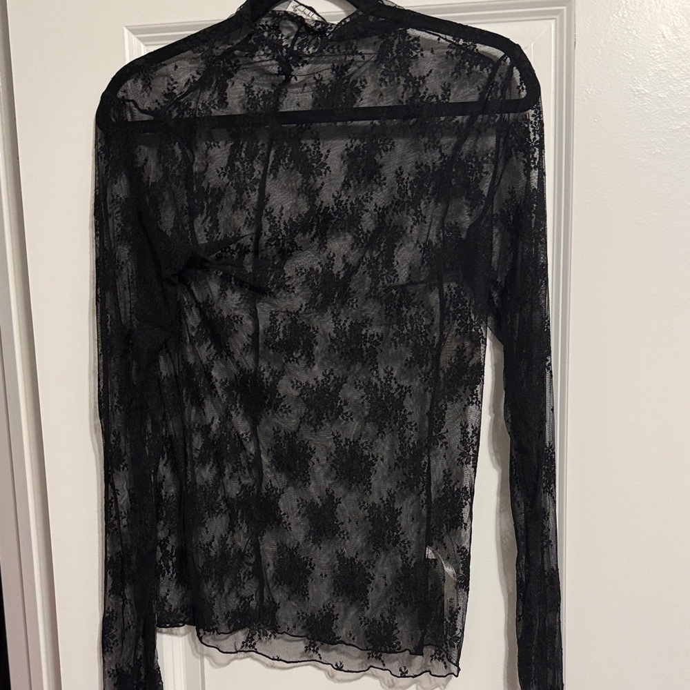 Free People Black Lace Layering Top NWT